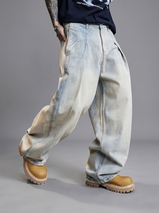 Vintage Washed Oversized Wide-Leg Jeans