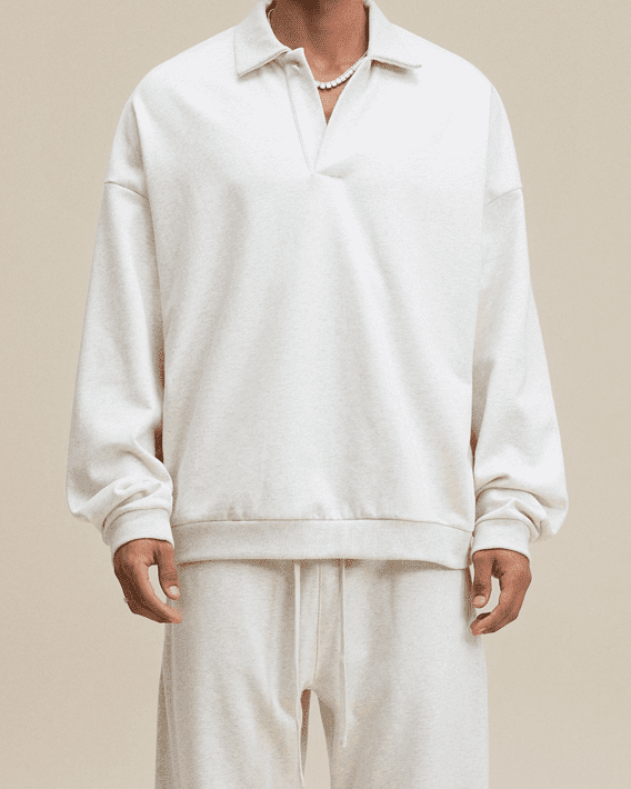 Half-Placket Polo Collar Oversized Sweatshirt