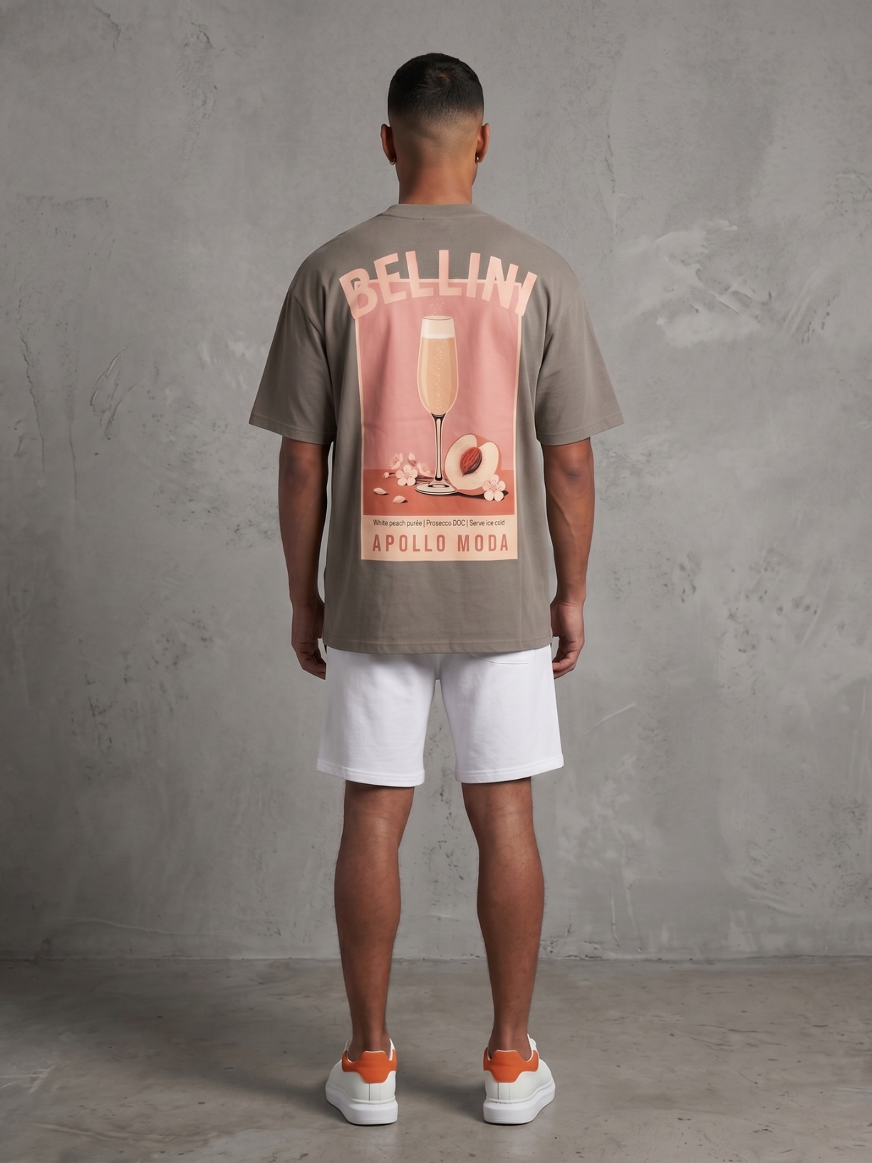 Bellini oversized heavyweight graphic tee in brown by Apollo Moda, view 4