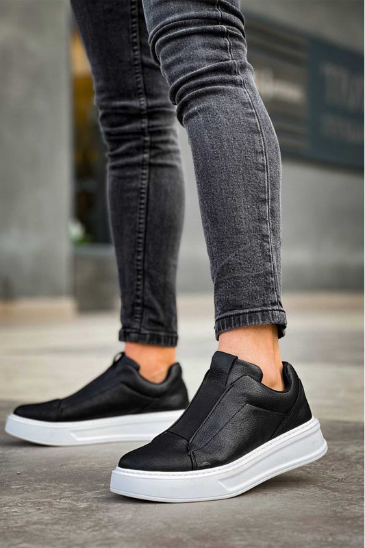 Izmir X-4 slip-on sneaker in black by Apollo Moda, view 2